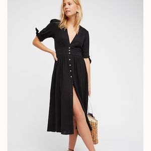***SOLD***NWT Black 100% Cotton Free People Midi Dress